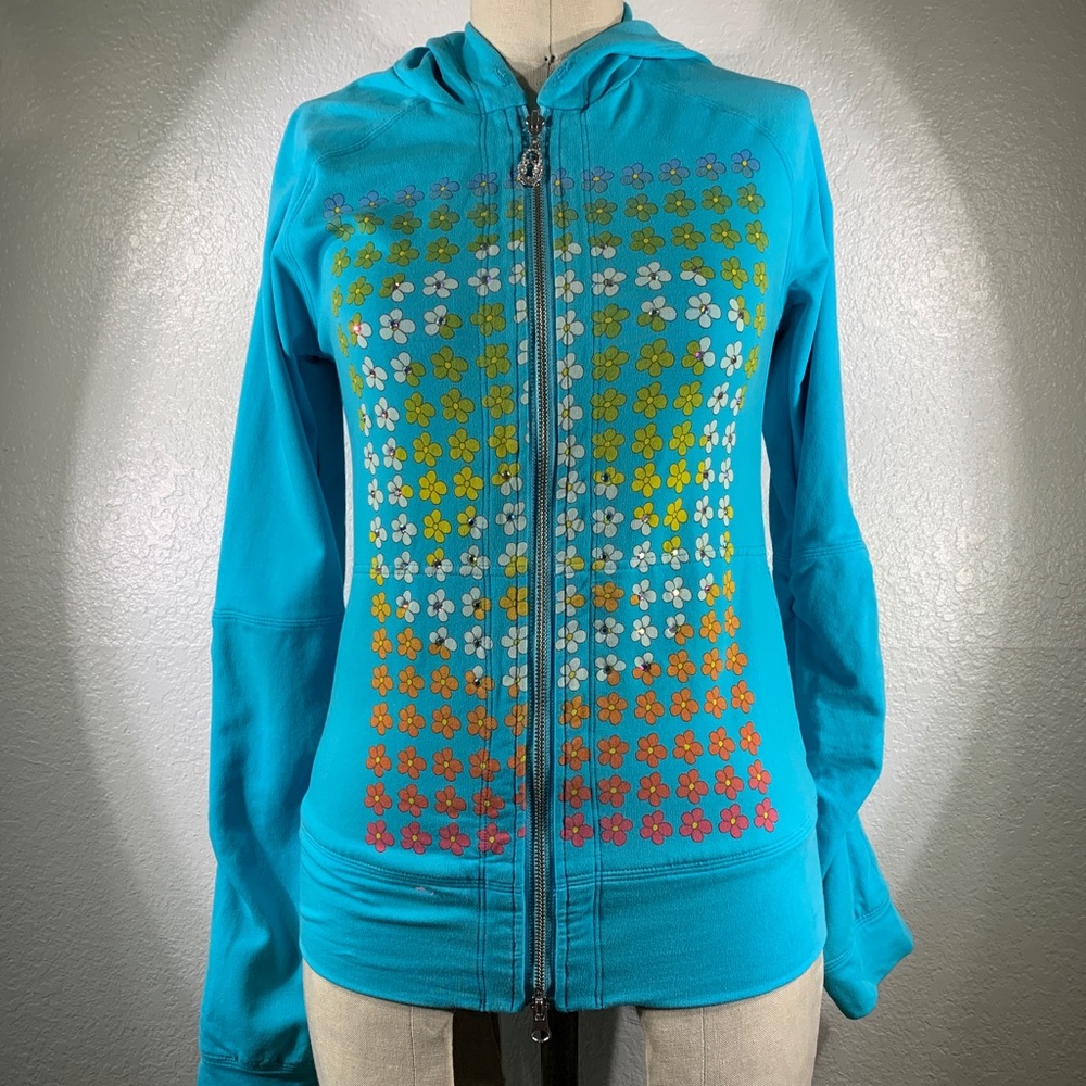 4 Love and Liberty by Johnny Was Swarovski Peace Sign Hoodie M NWT